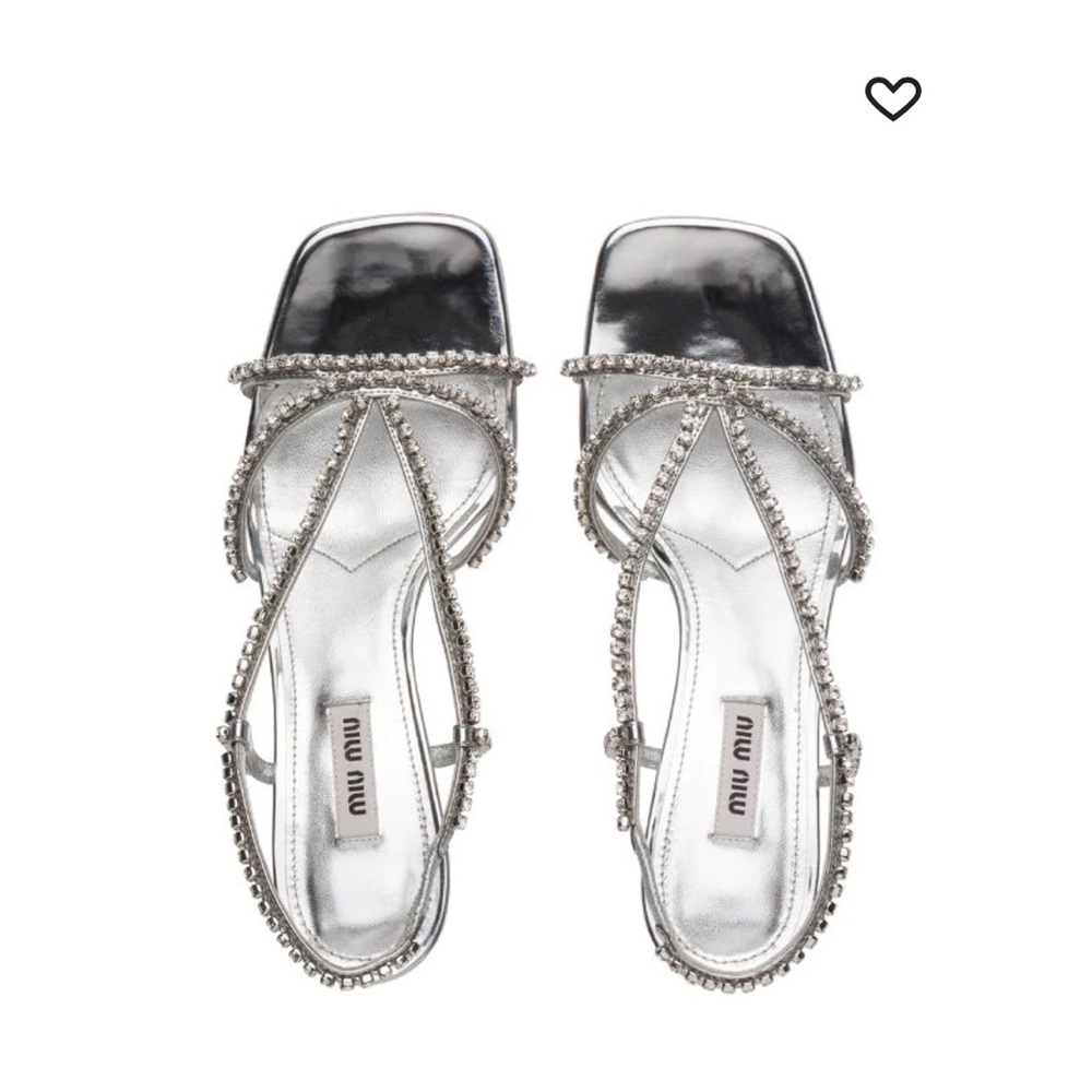 Miu Miu Crystal Embellished Sandals in White - IT38.5 (8.5)